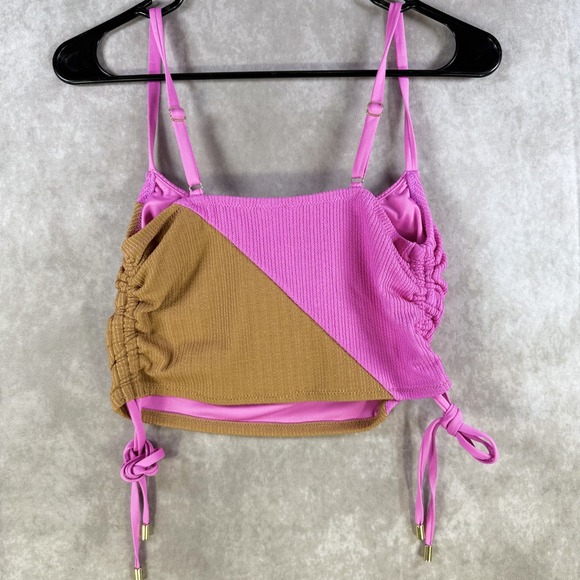 Sanctuary Other - Sanctuary Tankini Women Small Pink Brown Color Block Shirred Side Cropped NWOT